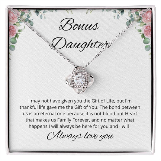 Bonus Daughter Our Hearts Make Us Family Forever - Love Knot Necklace 🥰