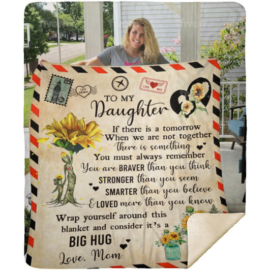 Daughter You Are Loved More than You Know Blanket MSHM Premium Mink Sherpa Blanket 50X60