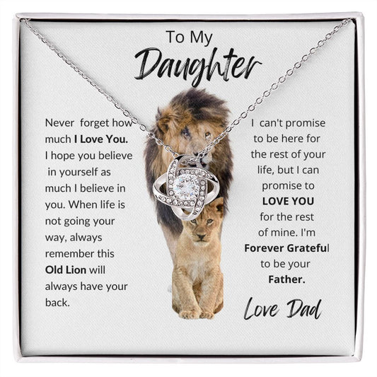 Old Lion Daughter  Forever Grateful - Love Knot Necklace